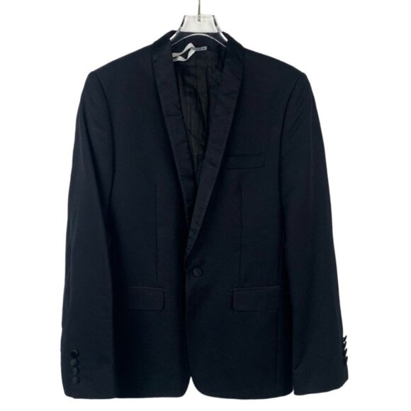 Dolce & Gabbana Mens Black Wool Blazer Size 46 Made In Italy 2-Button Satin Trim - Picture 1 of 8